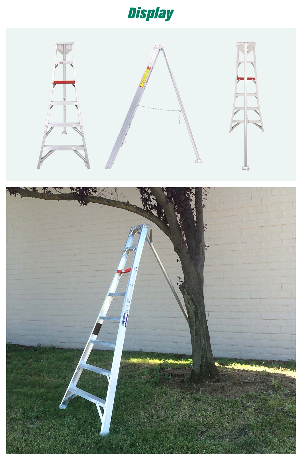 Basic Customization Heavy Duty Agriculture Orchard Aluminum Tripod Ladder for Cherry Picking